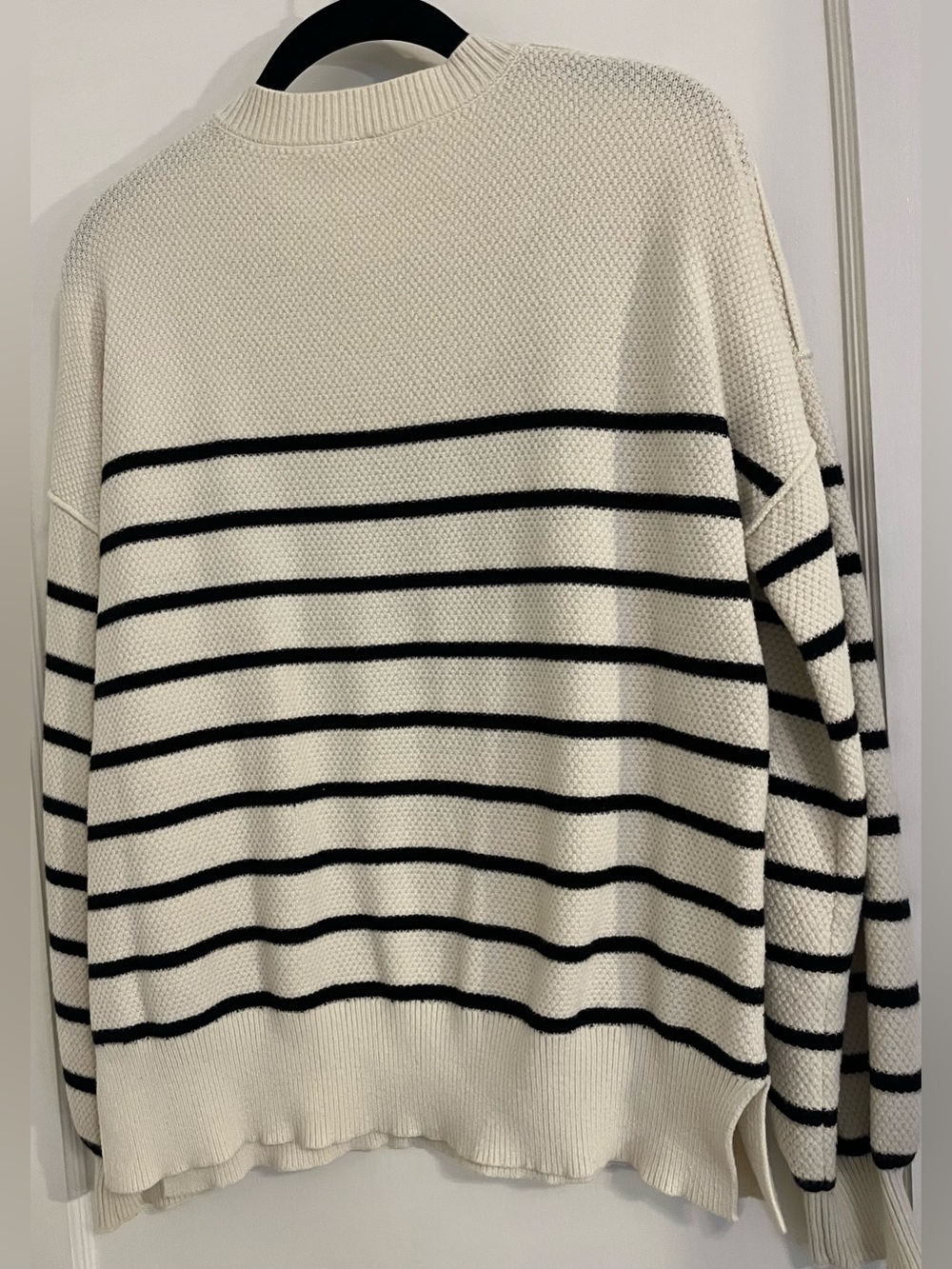 Amazon Cream Crewneck Sweater with Black Stripes - Picture 2 of 4